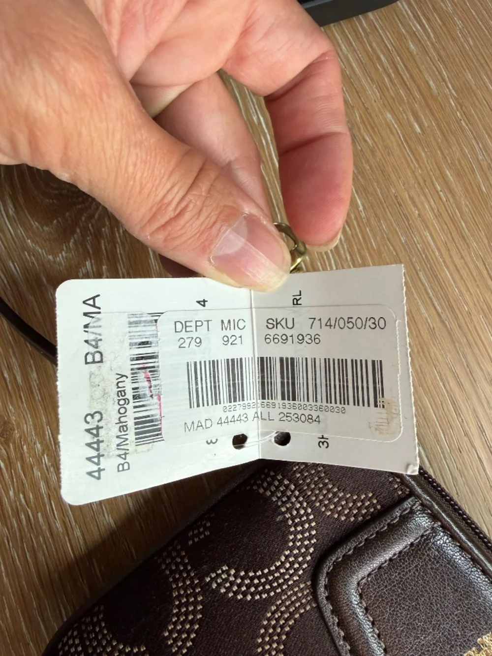 NWT Coach Madison Dotted Op Art Wristlet 44443 Mahogany Brown Jacquard Y2K
